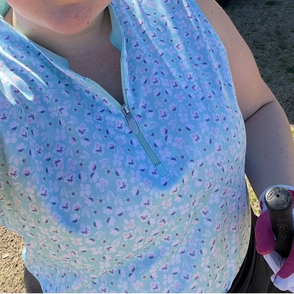 Greg Norman Collection Tops - Floral Quarter Zip Golf Tank